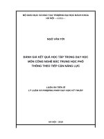 Đánh giá kết quả học tập trong dạy học môn công nghệ bậc trung học phổ thông theo tiếp cận năng lực 