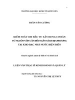 Luận văn thạc sỹ - Kiểm soát chi đầu tư XDCB từ nguồn vốn cân đối ngân sách địa phương tại Kho bạc Nhà nước Điện Biên