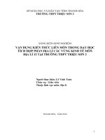 Vận dụng kiến thức liên môn trong dạy học tích hợp phần địa lí các vùng kinh tế môn địa lý 12 tại trường THPT triệu sơn 2 