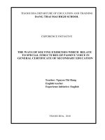 THE WAYS OF SOLVING EXERCISES WHICH RELATE TO SPECIAL STRUCTURES OF PASSIVE VOICE IN GENERAL CERTIFICATE OF SECONDARY EDUCATION 