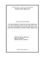 VẬN DỤNG ĐỊNH LUẬT bảo TOÀN ELECTRON GIẢI các bài TOÁN điện PHÂN ôn THI THPT QUỐC GIA CHO học SINH KHỐI 12 TRƯỜNG THPT TRIỆU sơn 2 