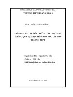 Giáo dục bảo vệ môi trường cho học sinh thông qua dạy học môn hóa học lớp 11 ở trường THPT 