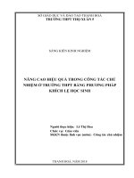 Nâng cao hiệu quả trong công tác chủ nhiệm ở trường THPT bằng phương pháp khích lệ học sinh 