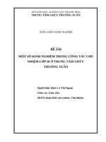Một số kinh nghiệm trong công tác chủ nhiệm lớp 10 ở trung tâm GDTX thường xuân 