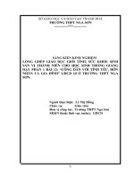 Lồng ghép giáo dục giới tính, sức khỏe sinh sản vị thành niên cho học sinh trong giảng dạy phần 1 bài 12 