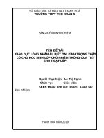 Giáo dục lòng nhân ái, biết ơn, kính trọng thầy cô cho học sinh lớp chủ nhiệm thông qua tiết sinh hoạt lớp  