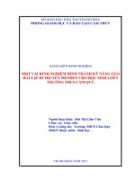 Một vài kinh nghiệm hình thành kỹ năng giải bài tập di truyền menđen cho học sinh lớp 9 trường THCS cẩm quý 