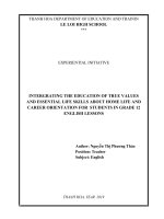 Intergrating the education of true values and life skills about home life and career orientation for students in grade 12 english lessons 