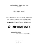 Luận văn thạc sỹ - Quản lý chi ngân sách nhà nước của chính quyền huyện Mường Ảng tỉnh Điện Biên