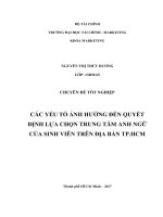 BÁO CÁO TỐT NGHIỆP NGHIÊN CỨU CÁC YẾU TỐ ẢNH HƯỞNG ĐẾN QUYẾT ĐỊNH LỰA CHỌN  TRUNG TÂM ANH NGỮ
