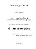 Luận văn thạc sỹ - Quản lý chi bảo hiểm y tế tại bảỏ hiểm xã hội tỉnh Điện Biên