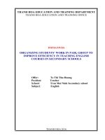 Organizing students work in pair, group to improve efficiency in teaching english courses in secondary schools 