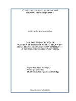 DẠY học THEO CHUYÊN đề “CHUYÊN đề TRAO đổi nước ở THỰC vật” DÙNG TRONG GIẢNG dạy môn SINH học 11 ở TRƯỜNG TRUNG học PHỔ THÔNG 