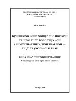 Định hướng nghề nghiệp cho học sinh trường THPT Đông Thụy Anh ( huyện Thái Thụy, tỉnh Thái Bình ) - Thực trạng và giải pháp