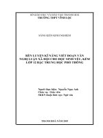 Rèn luyện kĩ năng viết đoạn văn nghị luận xã hội cho học sinh yếu, kém lớp 12 bậc THPT 