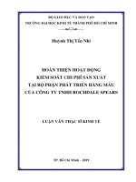 Hoàn thiện hoạt động kiểm soát chi phí sản xuất tại bộ phận phát triển hàng mẫu của công ty TNHH rochdale spears 
