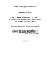 Luận văn thạc sỹ - Quản lý kênh phân phối tại Công ty BHNT Dai-ichi Việt Nam, Chi nhánh Tỉnh Điện Biên