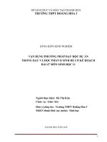 Vận dụng phương pháp dạy học dự án trong dạy và học phần II sinh học để có kế hoạch bài 47 môn sinh học 11 
