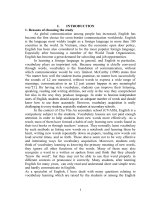 Một số biện pháp giúp học sinh lớp 9 trường THCS chu văn an, huyện nga sơn vượt qua những khó khăn trong việc học từ vựng tiếng anh 