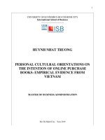 Personal cultulral orientations on the intention of online purchase books empirical evidence from vietnam 