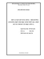 Rèn luyện kĩ năng sống – bồi dưỡng lối sống đẹp cho học sinh THPT qua một số tác phẩm văn học lớp 12 