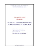 ỨNG DỤNG của đạo hàm, ĐỊNH lý ROLLE để GIẢI PHƯƠNG TRÌNH và hệ PHƯƠNG TRÌNH 