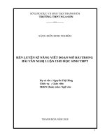 Rèn luyện kĩ năng viết đoạn mở bài trong bài văn nghị luận cho học sinh THPT 