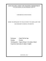 SOMETECHNIQUES TO TEACH NEW VOCABULARYFOR AECONDARY SCHOOL STUDENTS 