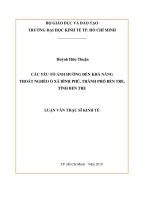 Các yếu tố ảnh hưởng đến khả năng thoát nghèo ở xã bình phú, thành phố bến tre, tỉnh bến tre 