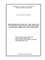 Đổi mới phương pháp dạy   học môn lịch sử ở trường THPT như thanh theo định hướng phát triển năng lực học sinh 