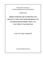Mối quan hệ giữa quản trị vốn luân chuyển và khả năng sinh lời trong các giai đoạn kinh tế khác nhau của các công ty tại việt nam 