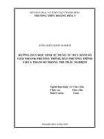 Hướng dẫn học sinh sử dụng tư duy hàm số giải nhanh phương trình, bất phương trình chứa tham số trong thi trắc nghiệm 