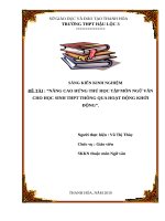 NÂNG CAO HỨNG THÚ học tập môn NGỮ văn CHO học SINH THPT THÔNG QUA HOẠT ĐỘNG KHỞI ĐỘNG 