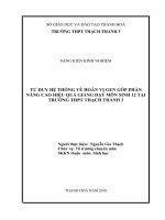TƯ DUY hệ THỐNG về HOÁN vị GEN góp PHẦN NÂNG CAO HIỆU QUẢ GIẢNG dạy môn SINH 12 tại TRƯỜNG THPT THẠCH THÀNH 3 