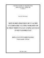 Một số biện pháp phát huy vai trò của khoa học và công nghệ đối với sự phát triển của lực lượng sản xuất ở Việt Nam hiện nay