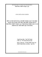 Rèn luyện kỹ năng làm đề nghị luận văn học dạng so sánh , liên hệ cho học sinh lớp 12 trường THPT ngọc lặc nhằm đạt hiệu quả cao trong kỳ thi THPT QG năm 2018 