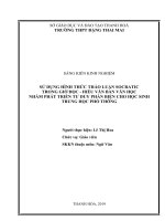 Sử dụng hình thức thảo luận socratic trong giờ đọc   hiểu văn bản văn học nhằm phát triển tư duy phản biện cho học sinh trung học phổ thông 
