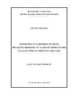 Ảnh hưởng của mở rộng tín dụng đến quyết định đầu tư và quyết định tài trợ của các công ty niêm yết việt nam 