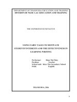 Using fairy tales to motivate studenta interesrts and the effectiveness in learning writing 