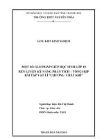 MỘT số GIẢI PHÁP GIÚP học SINH lớp 10 rèn LUYỆN kỹ NĂNG PHÂN TÍCH – TỔNG hợp bài tập vật lí “CHƯƠNG CHẤT KHÍ” 