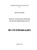 Luận văn thạc sỹ - Quản lý ngân sách cấp huyện tại Sở Tài chính, tỉnh Lào Cai