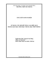 Sử dụng câu hỏi để nâng cao hiệu quả trong dạy học sinh học trung học phổ thông 
