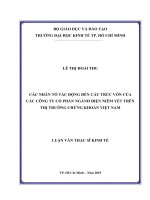 Các nhân tố ảnh hưởng đến cấu trúc vốn của các công ty ngành điện niêm yết trên thị trường chứng khoán việt nam 