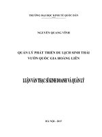 Luận văn thạc sỹ - Quản lý phát triển du lịch sinh thái Vườn Quốc gia Hoàng Liên