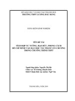 Tích hợp tư tưởng, đạo đức, phong cách hồ chí minh vào dạy học tác phẩm văn chương trong chương trình THPT 