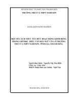 Một số cách thức tổ chức hoạt động khởi động trong giờ đọc hiểu văn bản ngữ văn, ở trường THCS và THPT nghi sơn, tĩnh gia, thanh hóa 