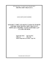 Giáo dục ý thức xây dựng và bảo vệ tổ quốc cho học sinh trường THPT thọ xuân 5 thông qua tìm hiểu “tuyên ngôn độc lập” của hồ chí minh 