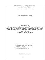 Vận dụng kiến thức liên môn văn  sử  địa  giáo dục công dân vào giảng dạy bài 20 cuộc kháng chiến toàn quốc chống thực dân pháp kết thúc 