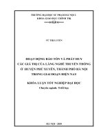 Hoạt động bảo tồn và phát huy các giá trị của làng nghề truyền thống ở huyện Phú Xuyên, thành phố Hà Nội trong giai đoạn hiện nay