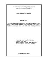 Rèn kỹ năng làm bài văn nghị luận dạng đề liên hệ một tác phẩm văn xuôi 12 với một tác phẩm văn xuôi 11 cho học sinh lớp 12 ôn thi THPT quốc gia 